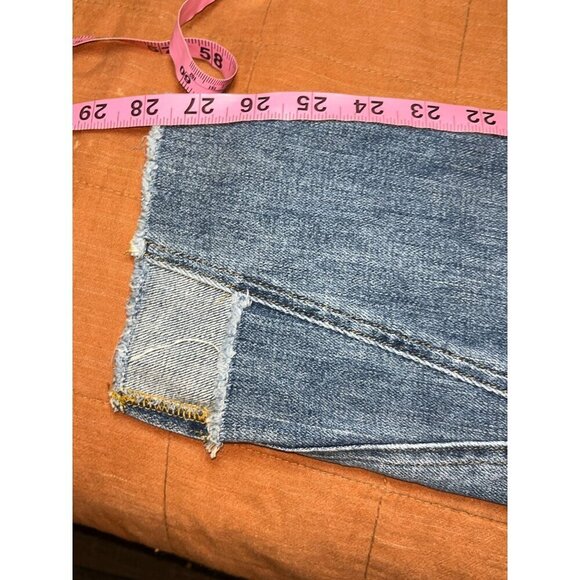 Frame Le Boy Distressed Slim Fit Blue Denim Jeans Womens Size 28 Ankle Length Ra - Picture 9 of 10